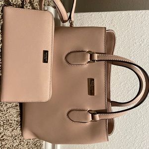 Blush Kate Spade tote with matching wallet & cross body strap